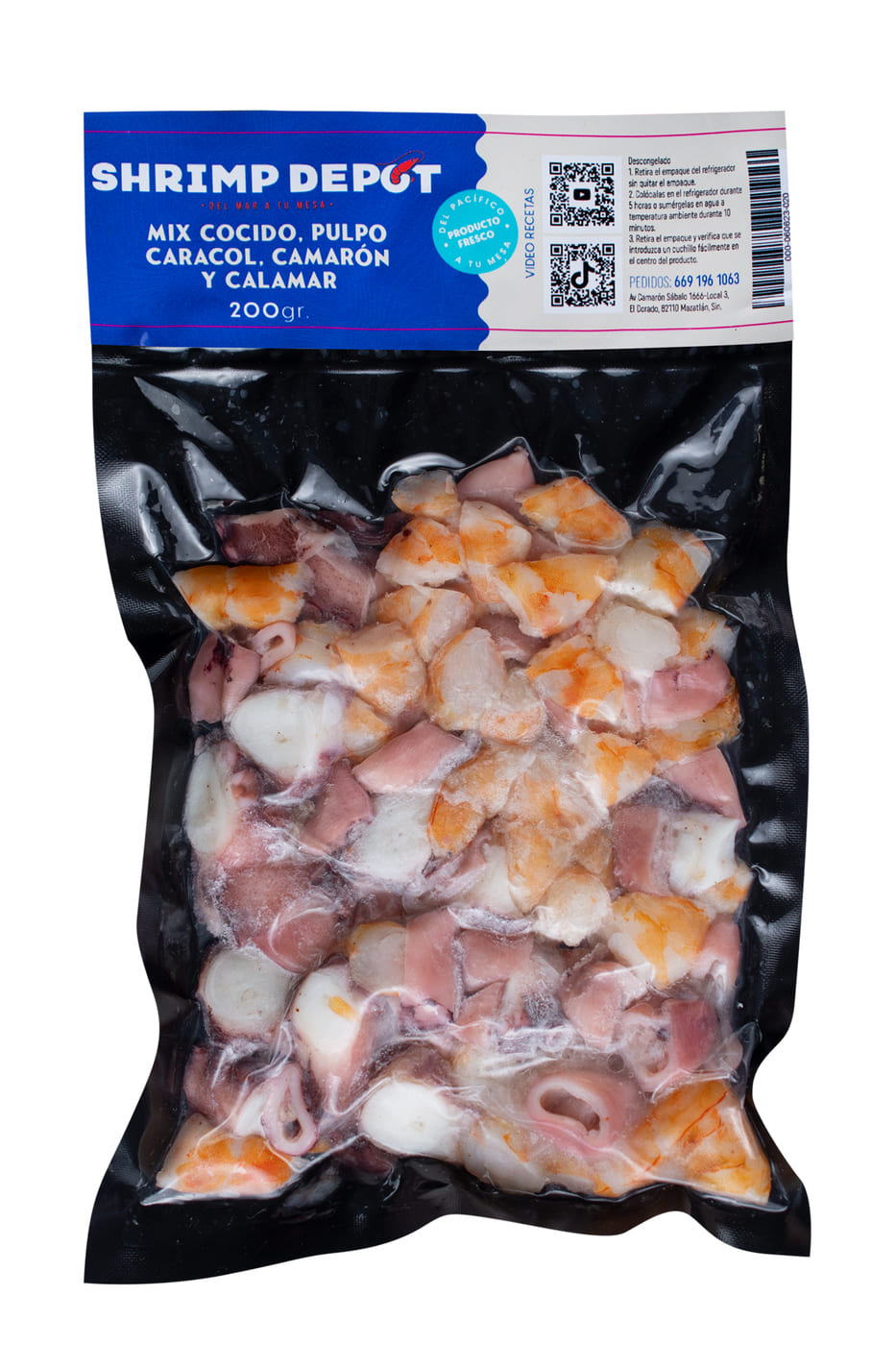 Mix cocido pulpo, calamar y camarón 200grs